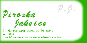 piroska jaksics business card